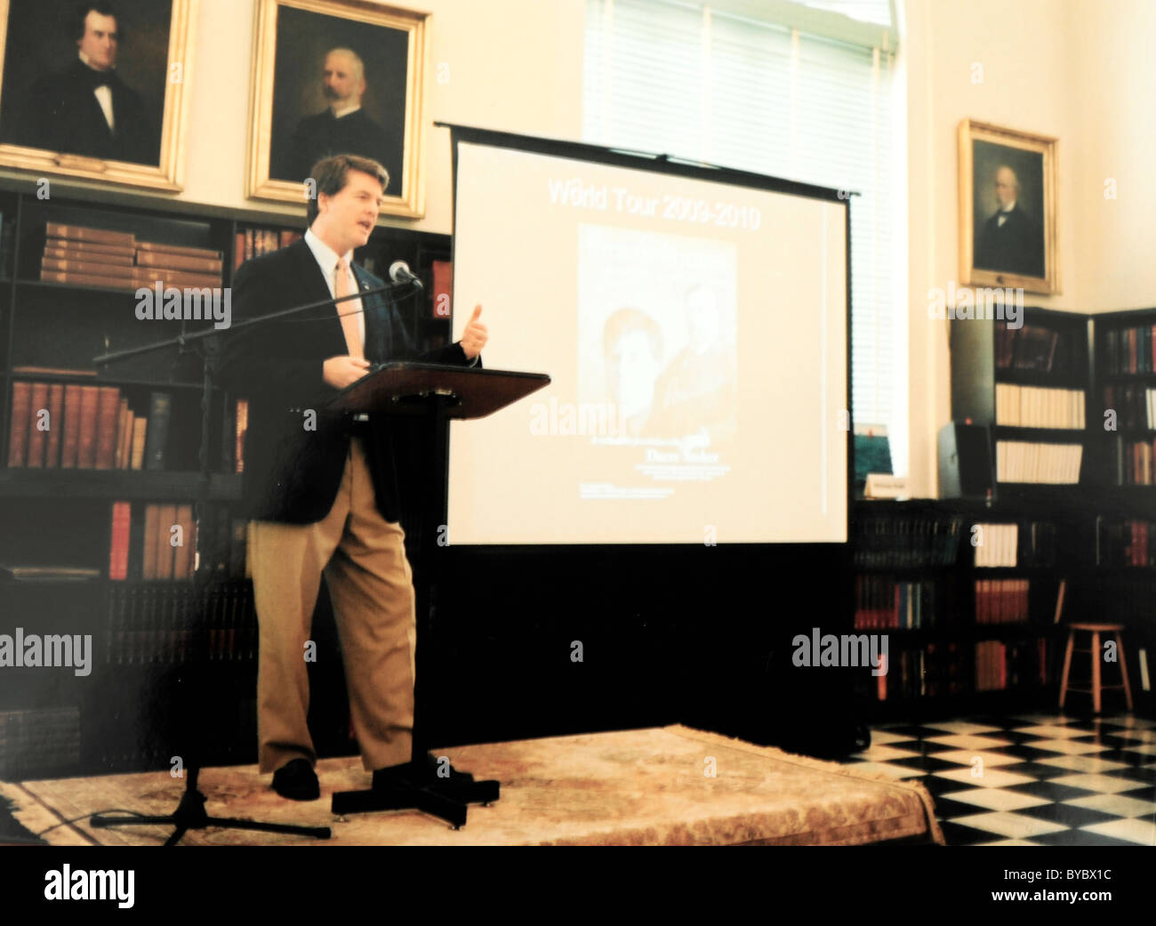 Dacre Stoker, author of Dracula: The Undead and descendant of original 1898 Dracula, Bram Stoker, lecturing at Charleston, SC Stock Photo