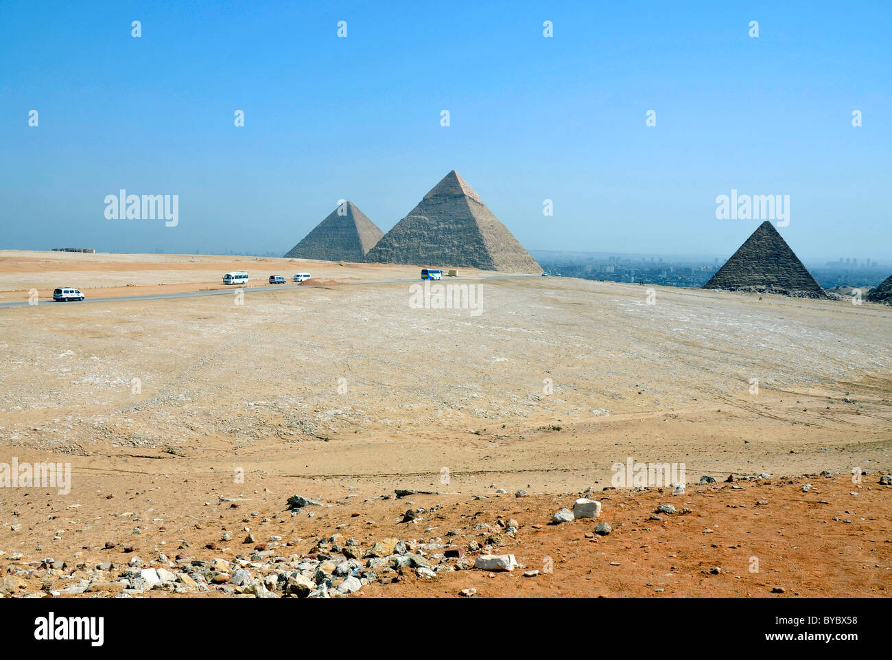 Pyramids at Giza, Egypt, The Great Pyramids at Giza, Egypt. Stock Photo
