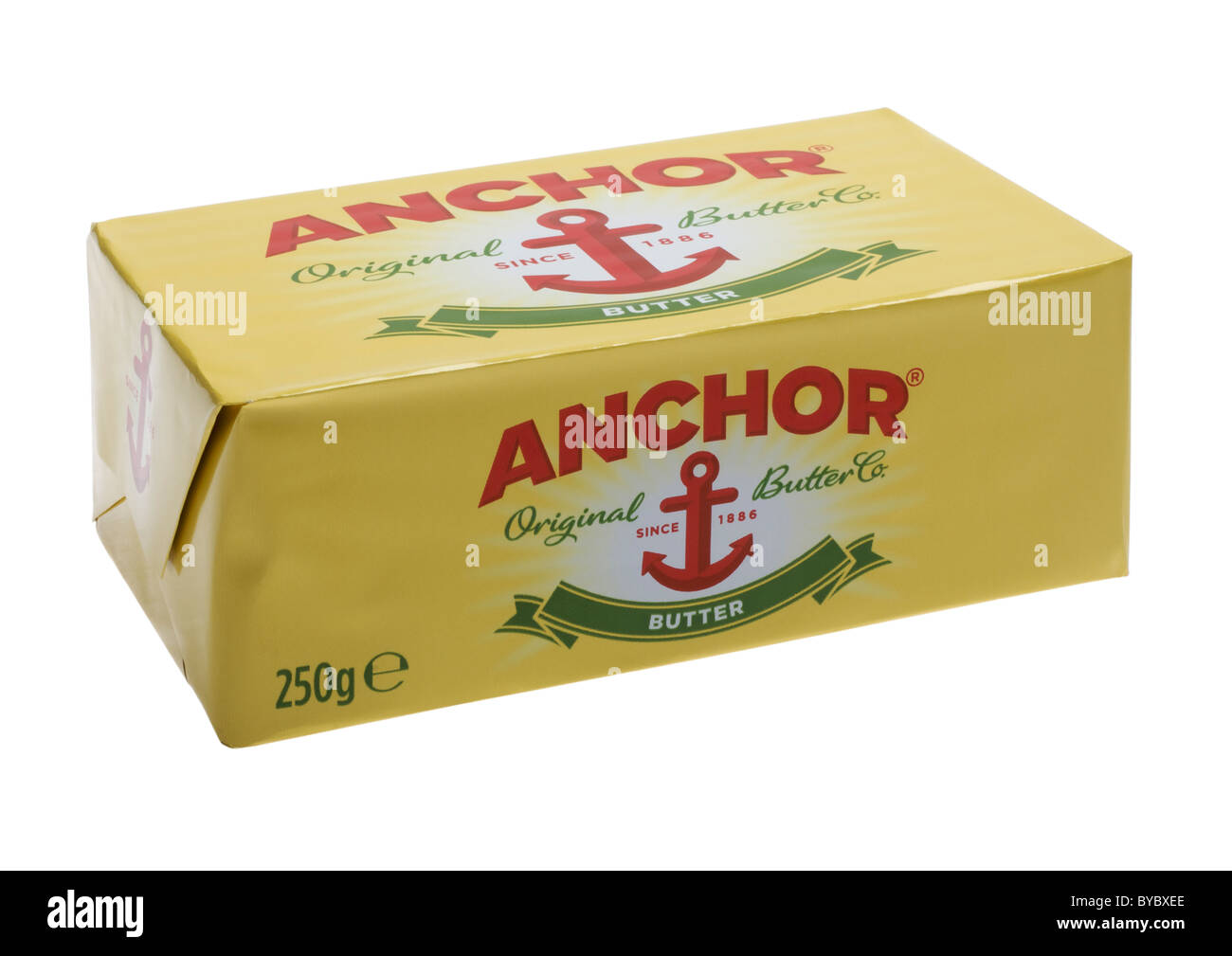 Packet of anchor butter on white background Stock Photo