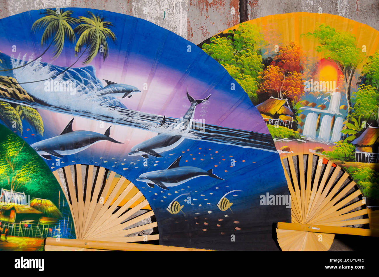 Thailand, Phuket. Typical Thai souvenir fans Stock Photo Alamy