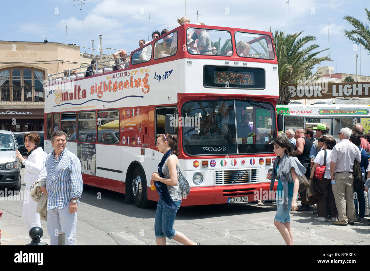 Modern open top tourist bus in Malta Stock Photo