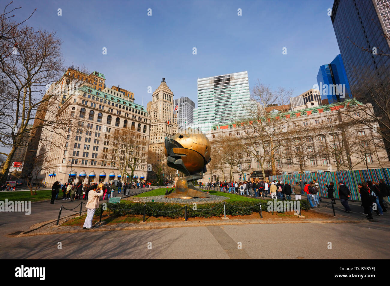 Sculpture The Sphere by Fritz Koenig saved from Ground Zero, New York Stock Photo