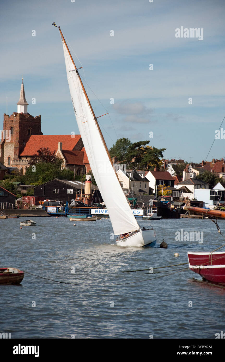 Yacht taking the wind leaving the marina Stock Photo