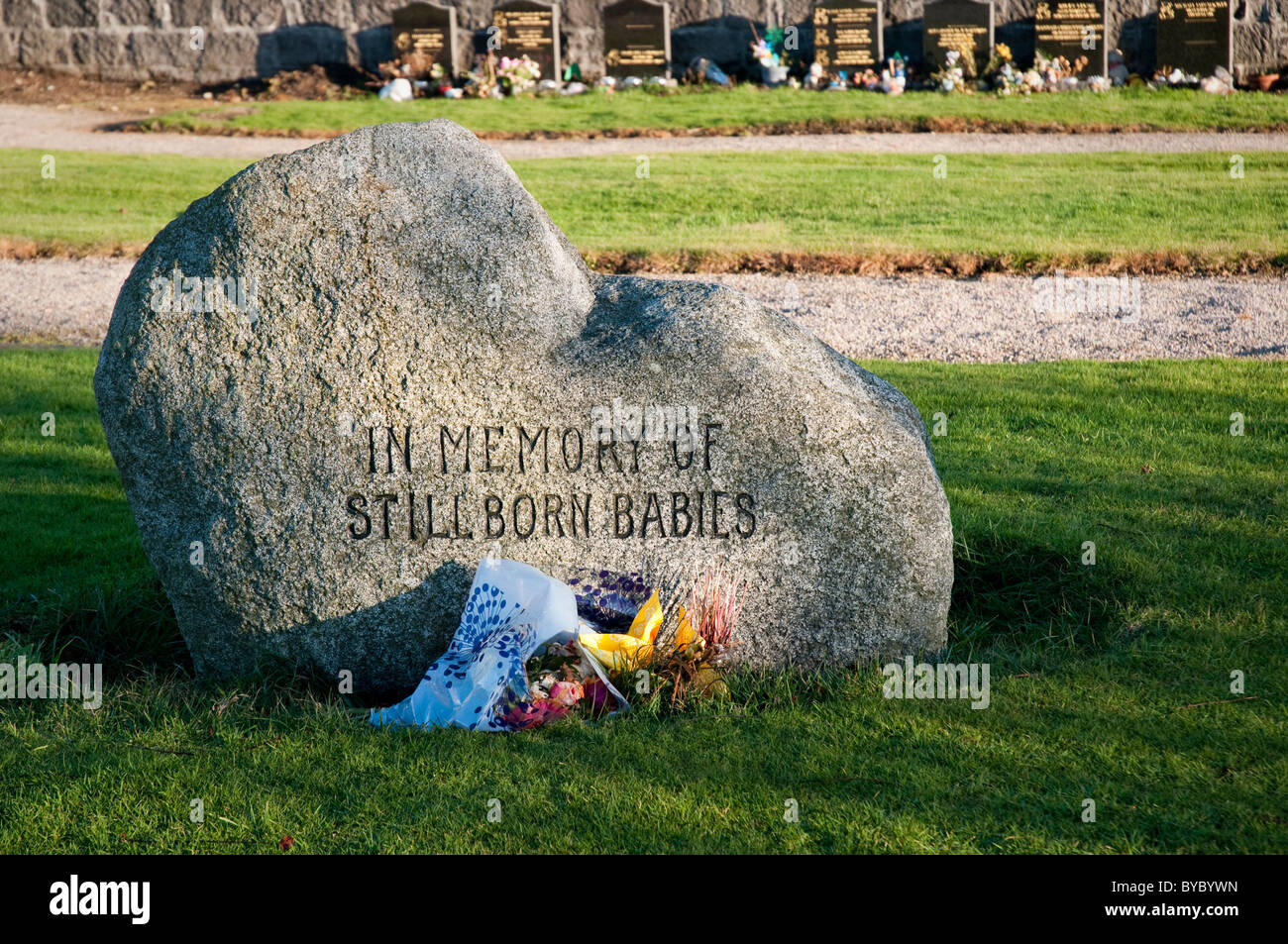 Memorial to stillborn babies, Trinity cemetery, Aberdeen Stock Photo