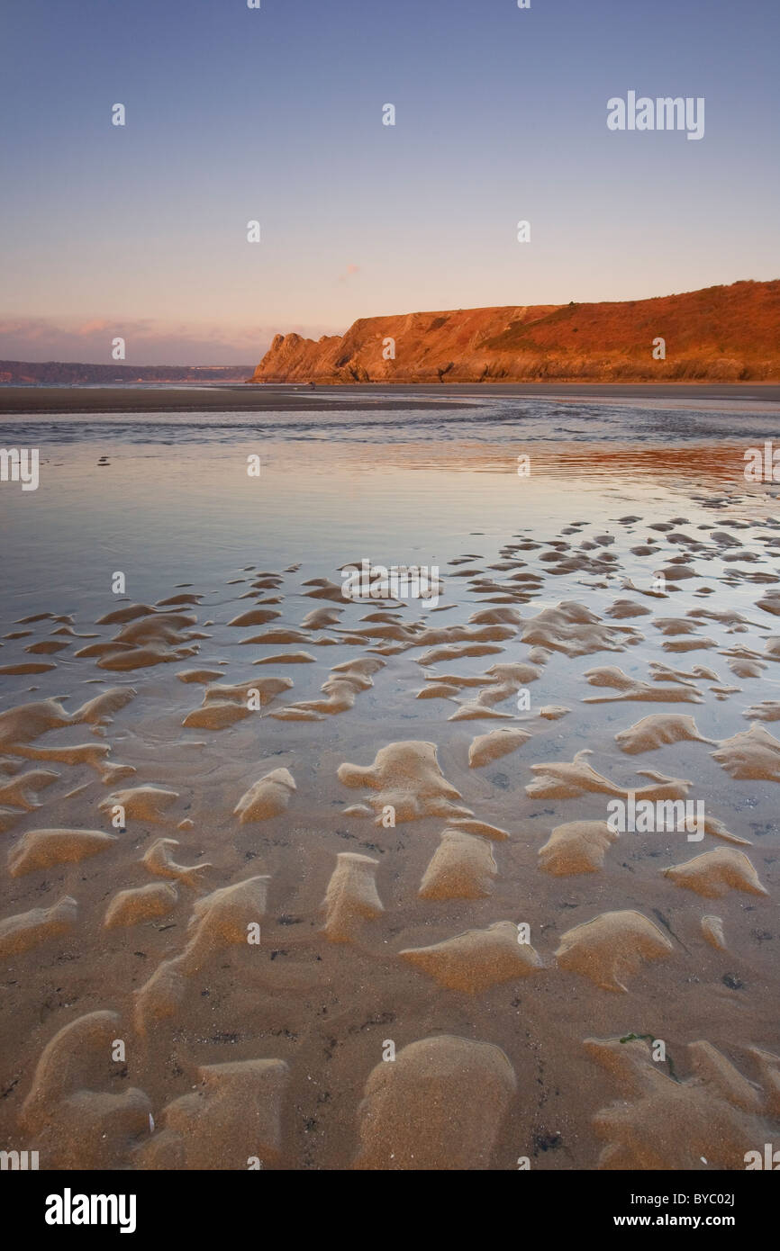 View towards Great Tor and Penmaen Burrows from Three Cliffs Bay at