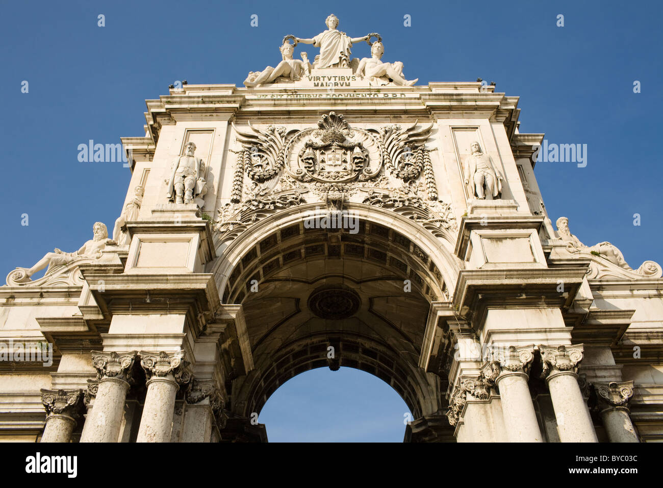 Triumphal arch facing Praça Comercio, Lisbon, Portugal Stock Photo