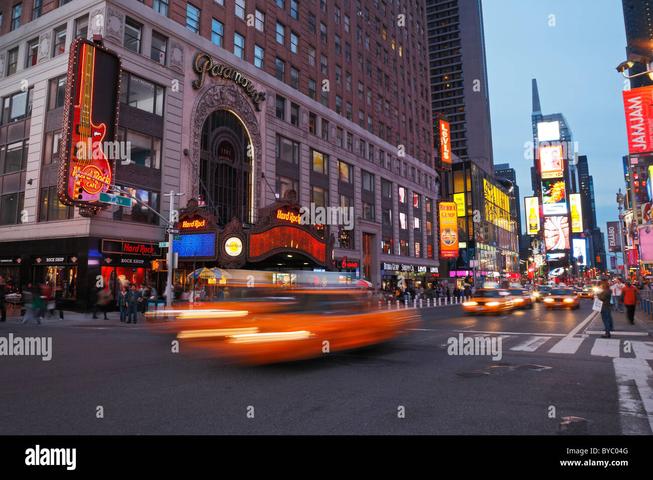 Hard Rock Cafe at Time Square by night, New York Stock Photo