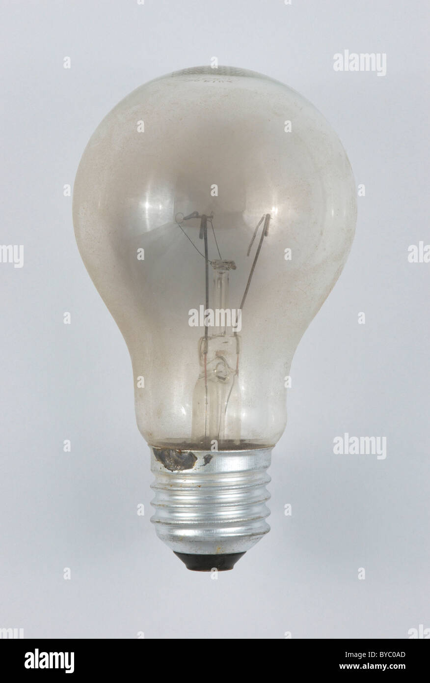 A blown incandescent light bulb, showing the broken filament Stock Photo -  Alamy