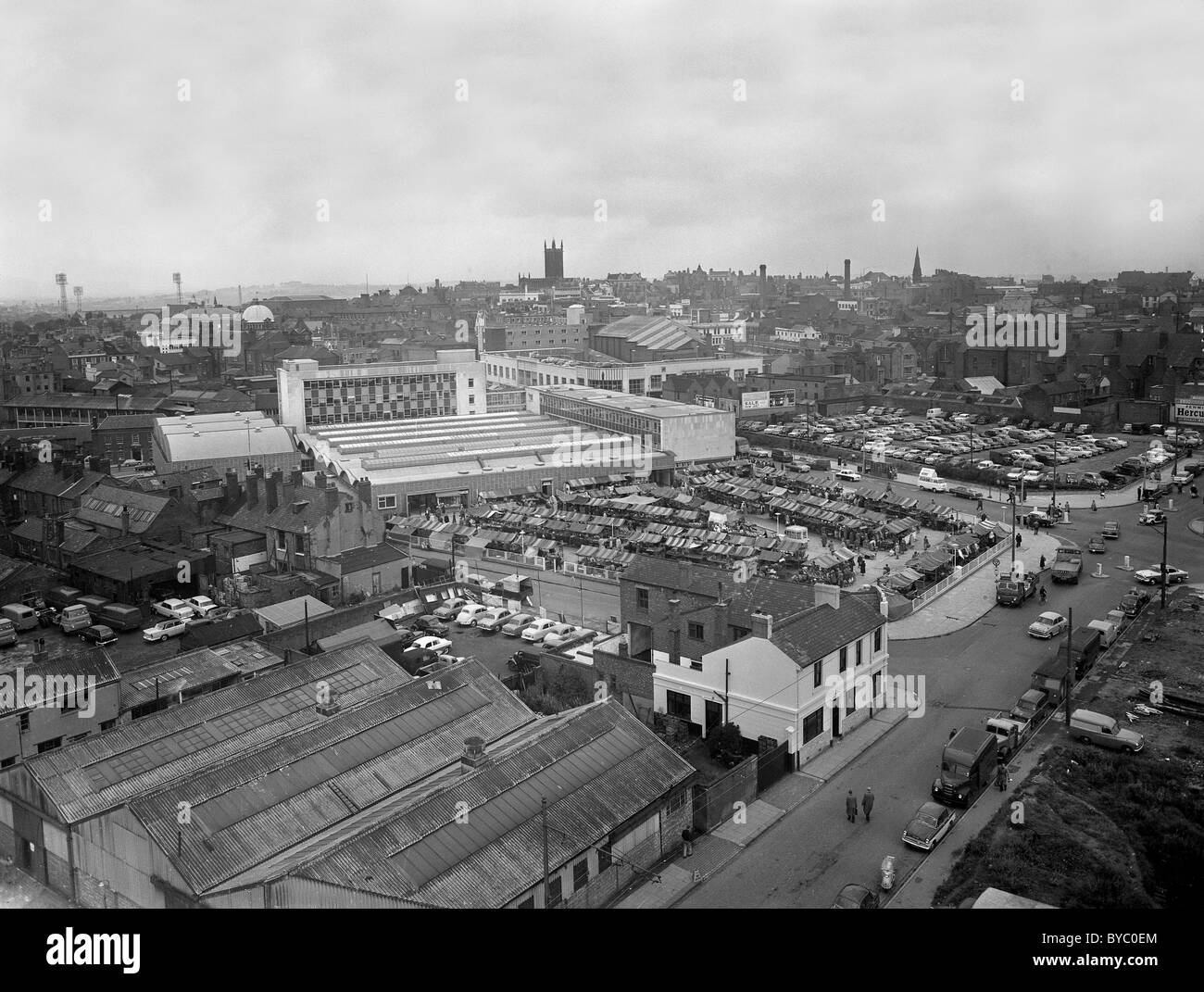 View of Wolverhampton Market 1961 Stock Photo