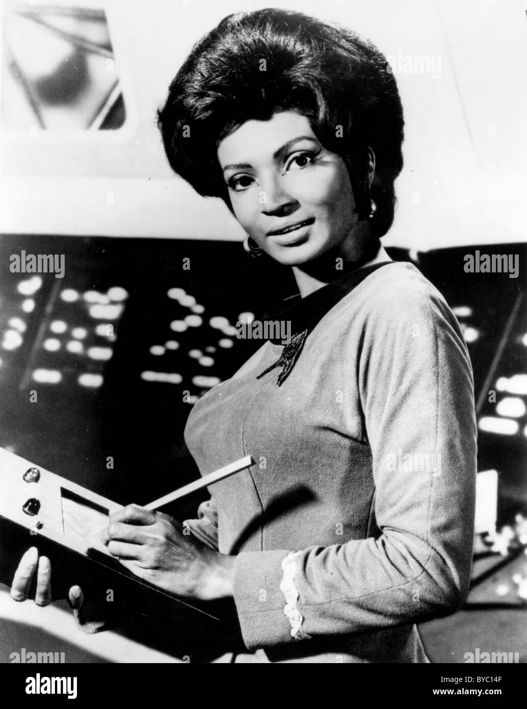 Uhura on Star Trek. From the 1970's until the late 1980's, NASA employed Nichelle Nichols to recruit new astronaut candidates. Stock Photo