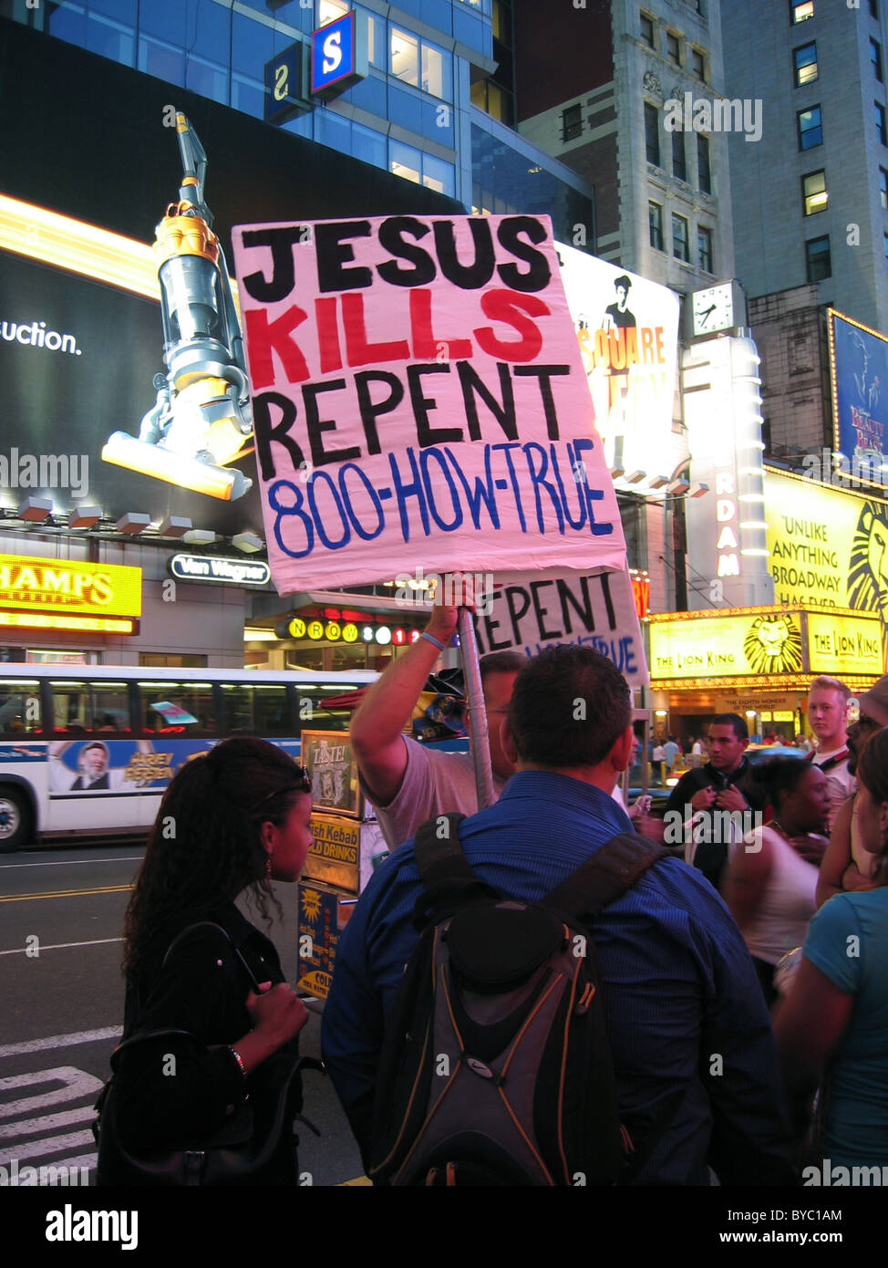 Free speech demo in times square New york Stock Photo