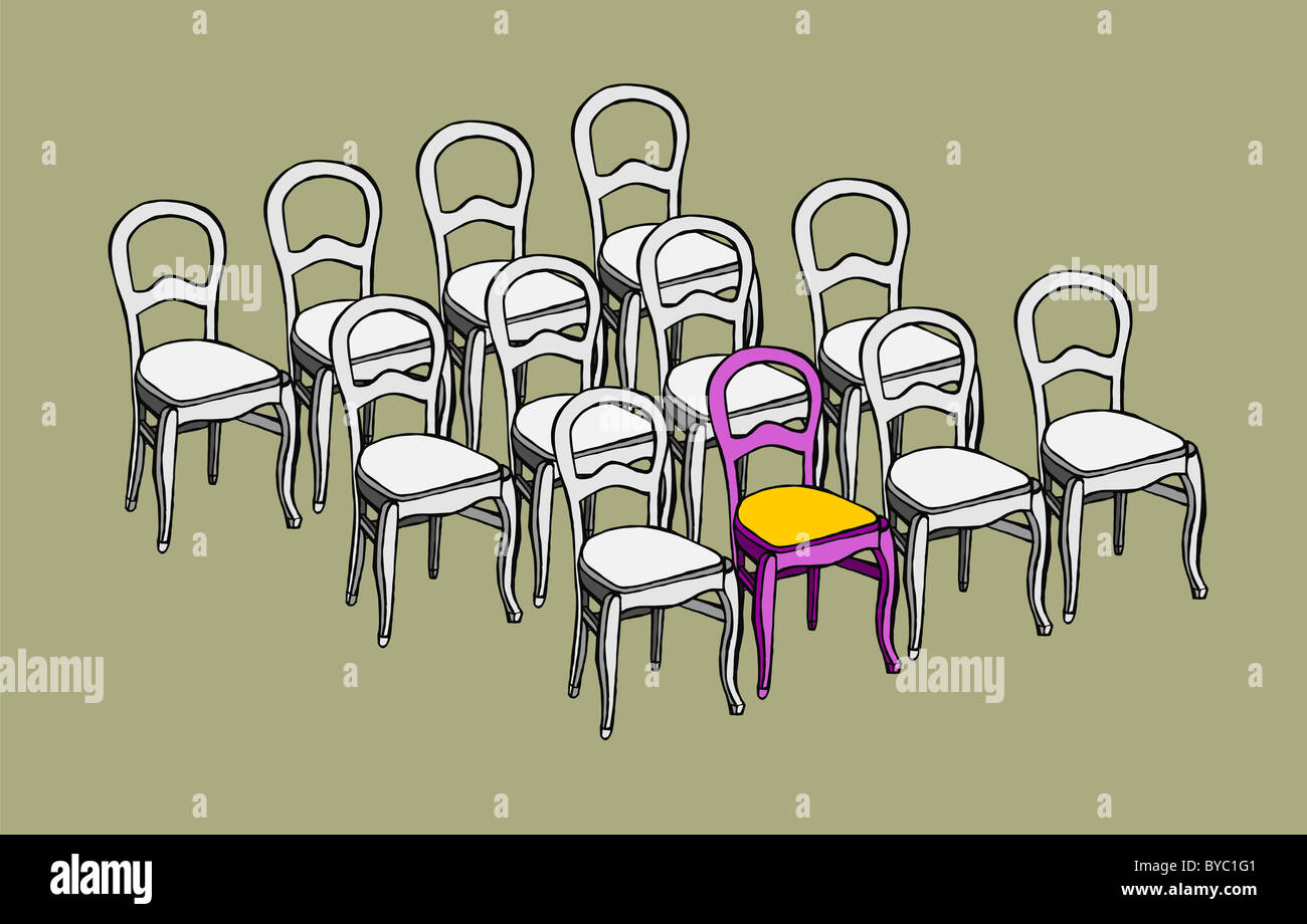Group of identical chairs and one different Stock Photo Alamy