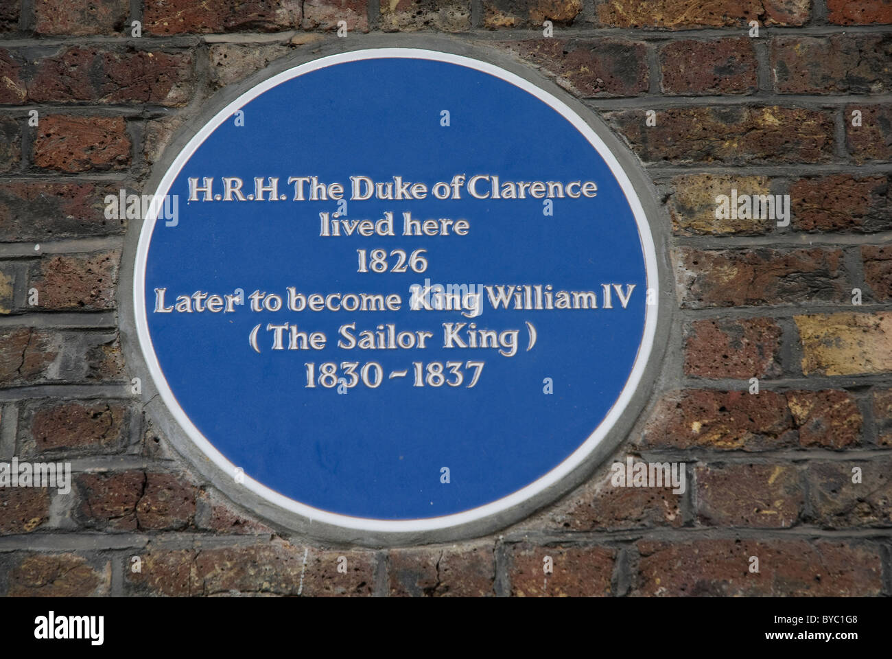 Blue plaque on the wall of a house where the Duke of Clarence lived Charles Street London W1 Stock Photo