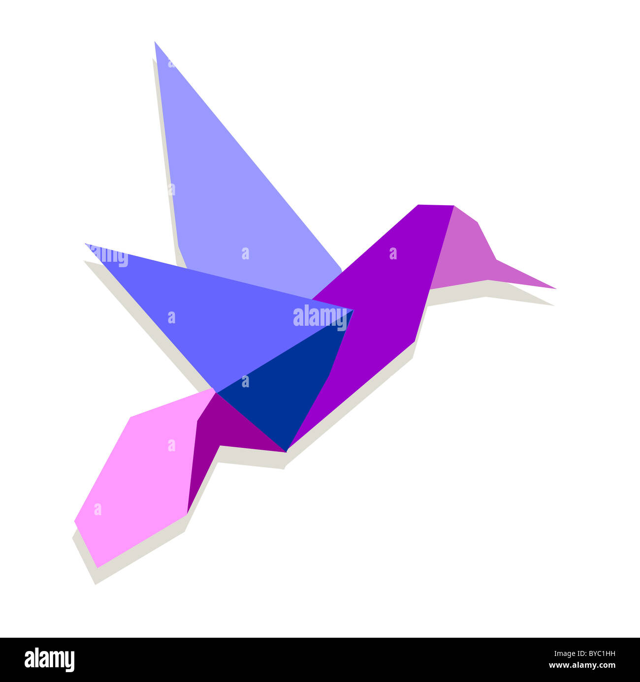 One Origami vibrant colors hummingbird. Vector file available. Stock Photo