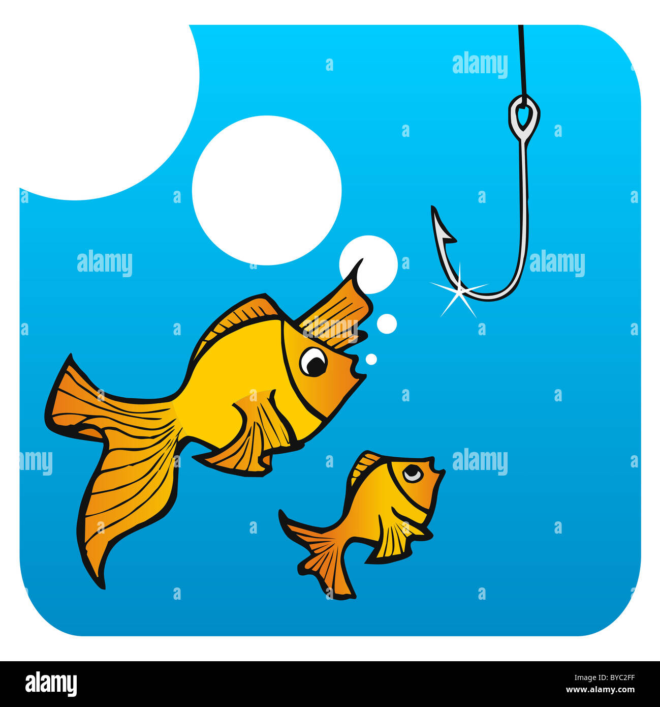 Father fish teaching his small son not to bite the hook Stock Photo - Alamy