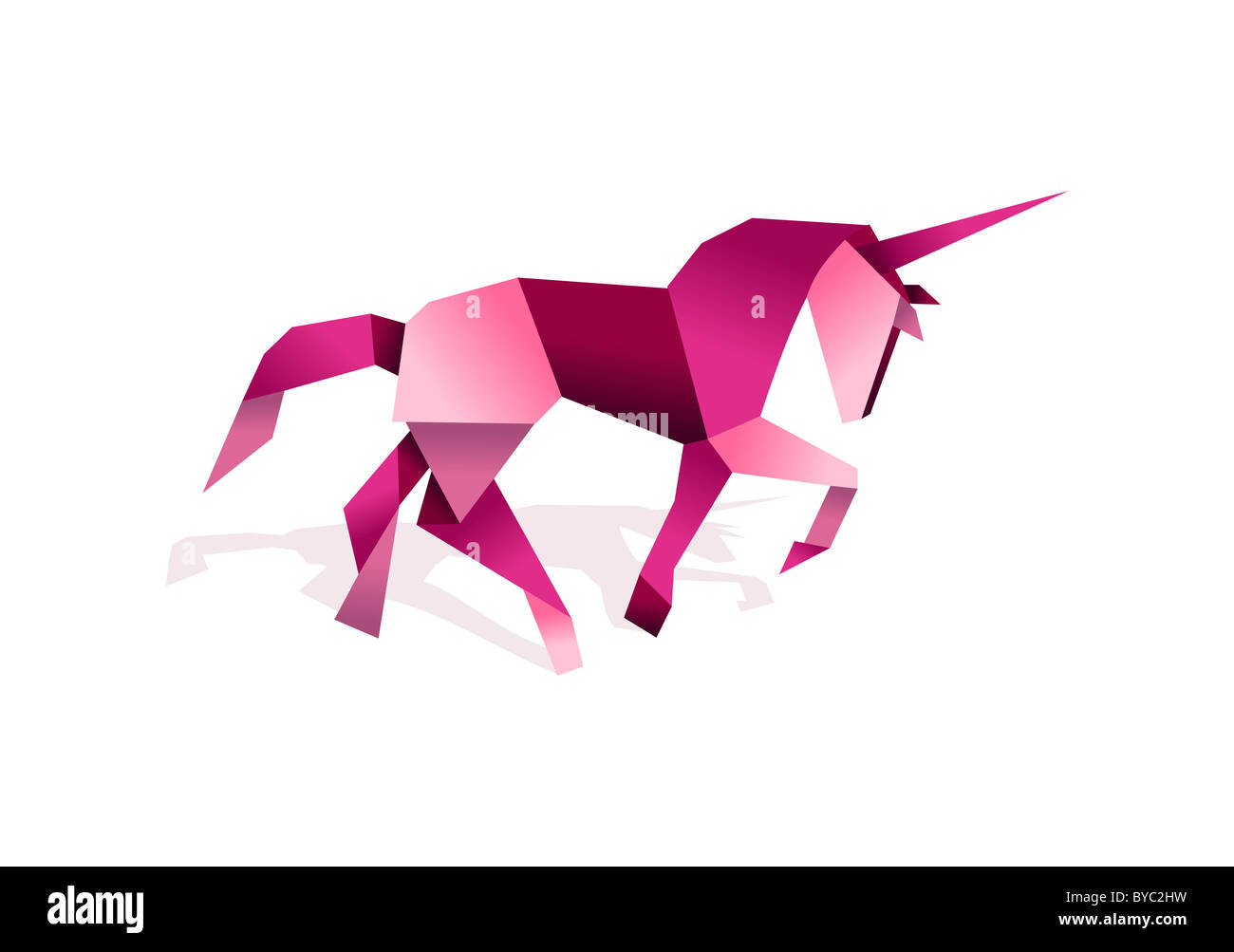 One Origami vibrant colors unicorn. Vector file available. Stock Photo