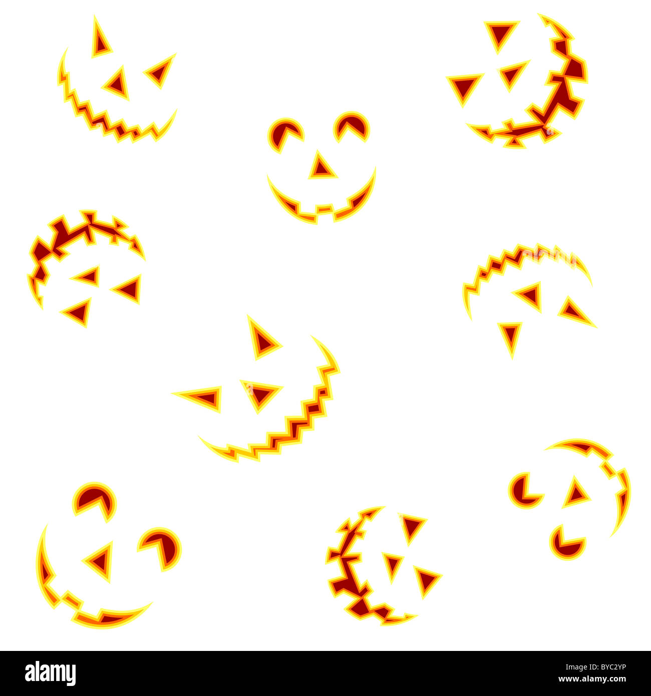 Halloween pumpkin faces smiling on white background. Vector ...