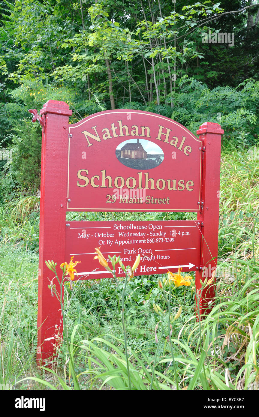 The Nathan Hale Schoolhouse in East Haddam is a one room school, built in 1750 Connecticut