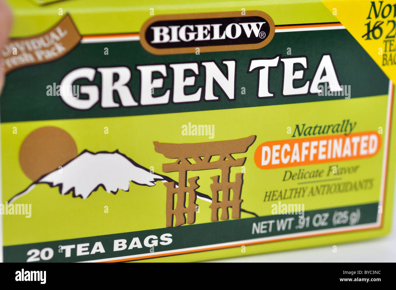 Decaffeinated green tea in package Stock Photo Alamy