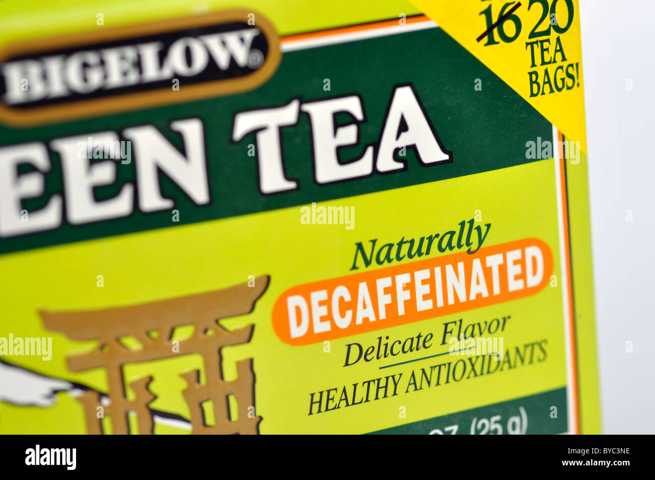 Decaffeinated green tea in package Stock Photo Alamy