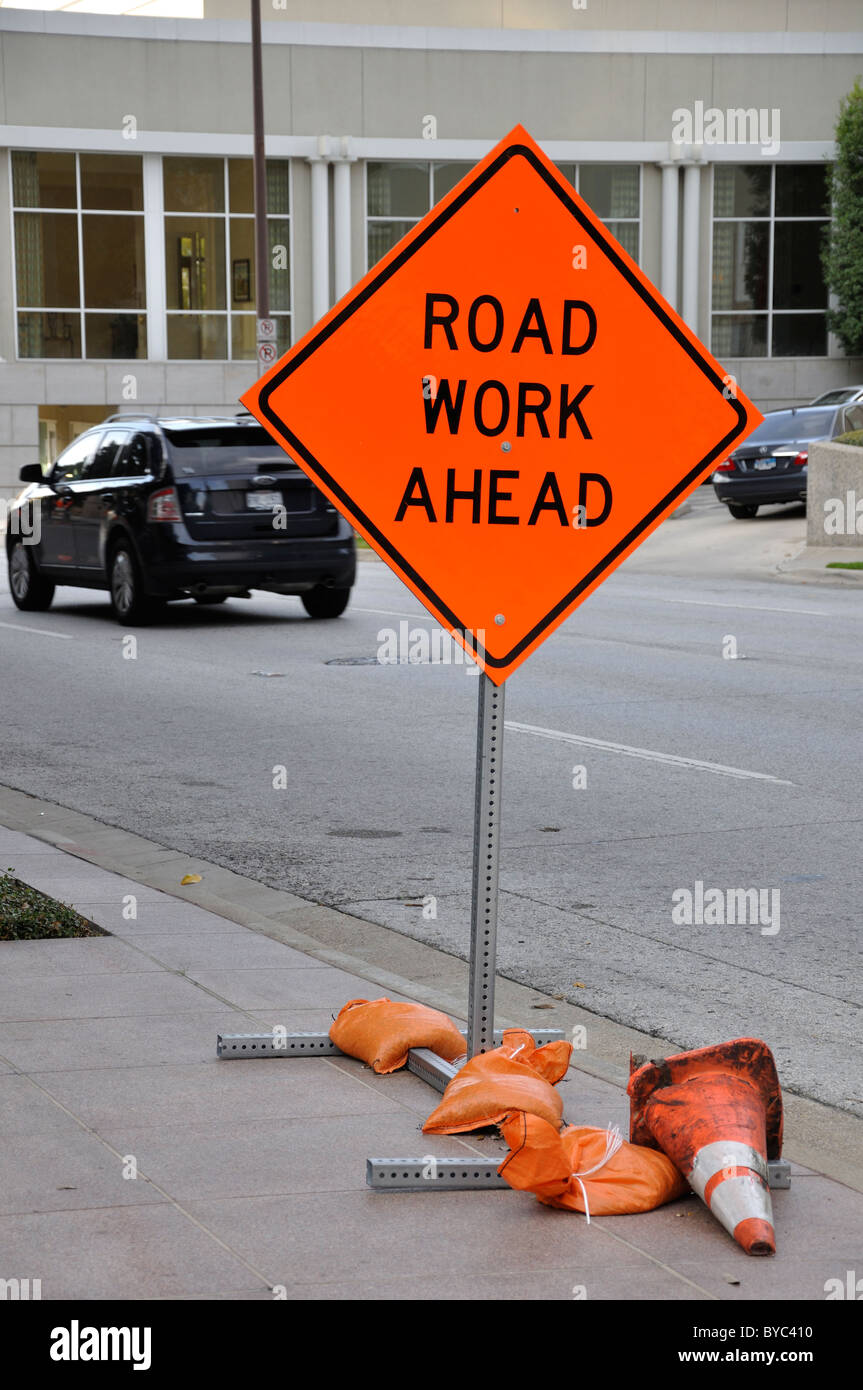 Road Work Ahead sign Stock Photo Alamy