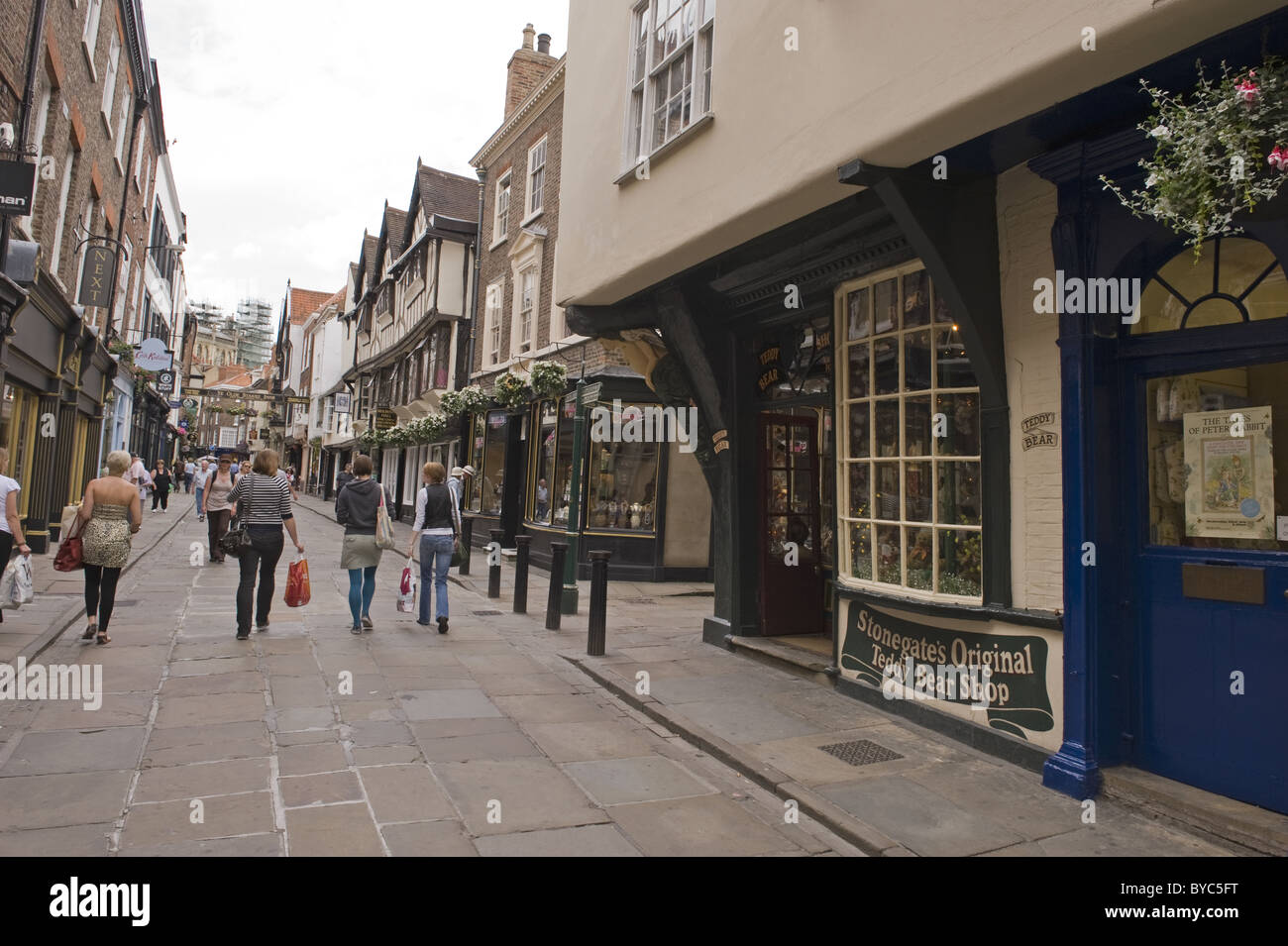 A view looking down Medieval Stonegate, York. Stock Photo