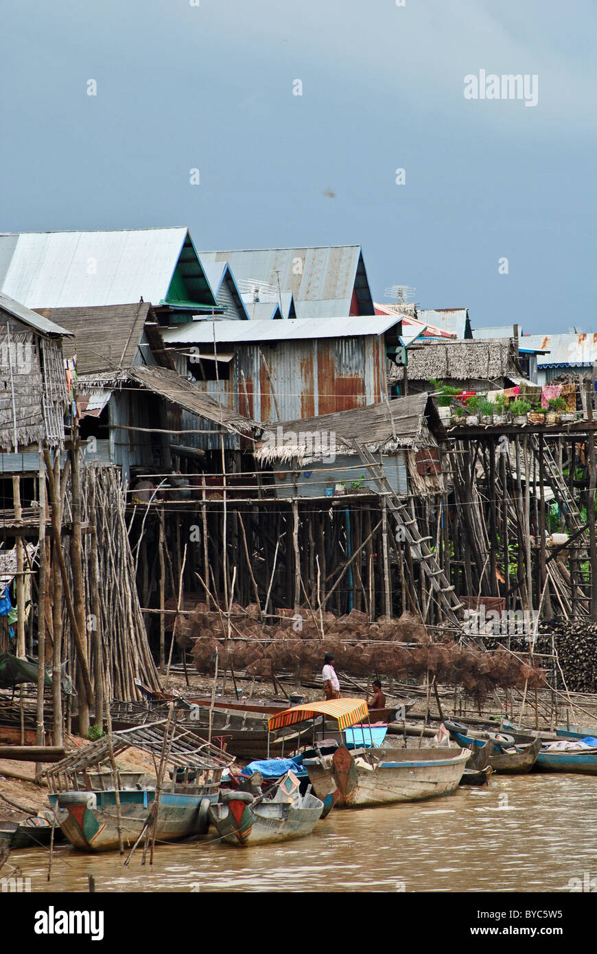 Kompong Phluk stilt village, Tonle Sap, Cambodia Stock Photo