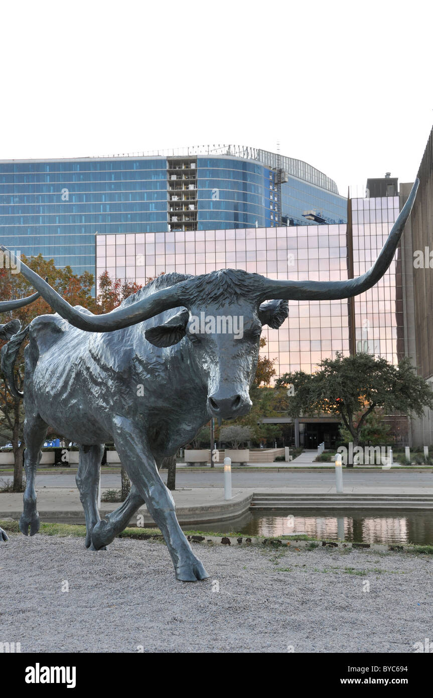 Cattle Drive sculpture ensemble by Robert Summers at Pioneer Plaza by