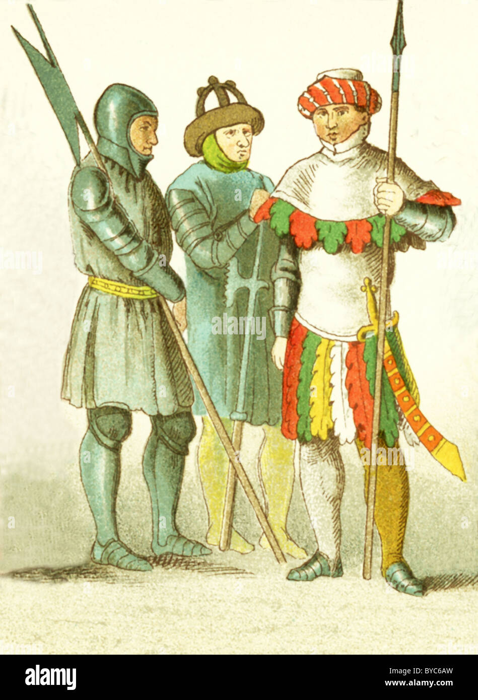 The figures pictured here represent English soldiers between A.D. 1400