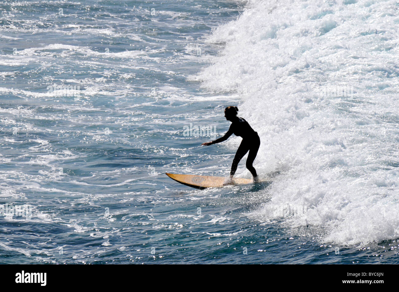 Surfer Kanaha Beach Maui Hawaii Pacific Ocean Stock Photo