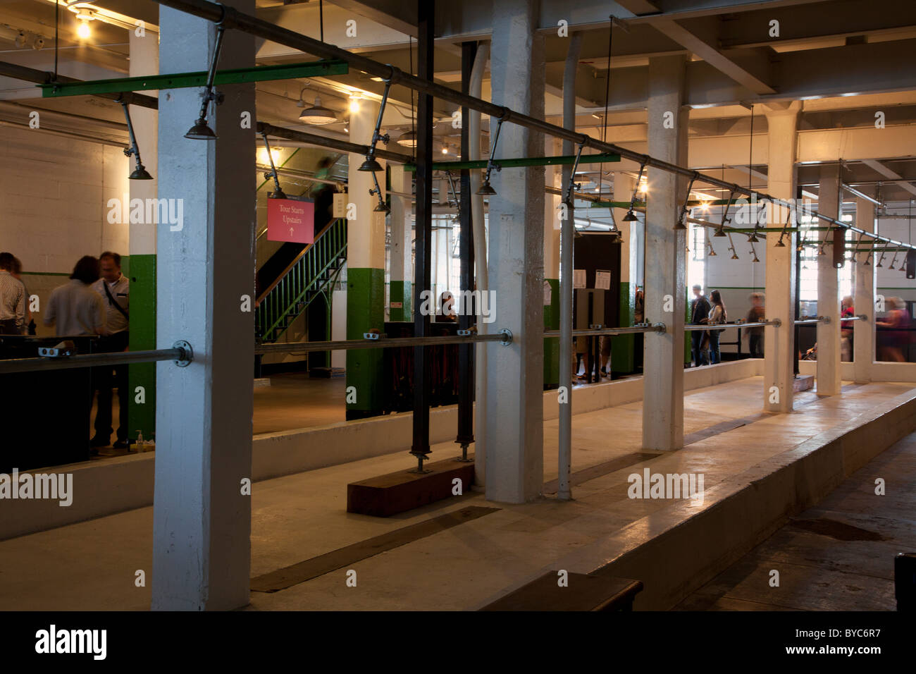 Shower room inside cellhouse at Alcatraz, San Francisco, CA Stock Photo