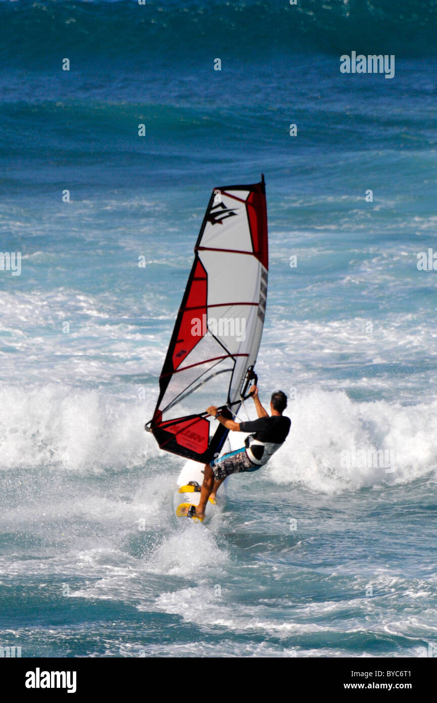 Windsurfing Kanaha Beach Maui Hawaii Pacific Ocean Stock Photo Alamy
