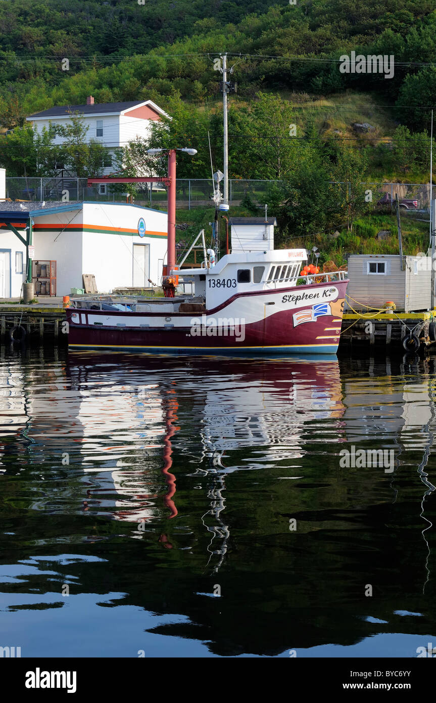 Newfoundland Fishing Boat Moored In Petty Harbour Maddox Cove Stock