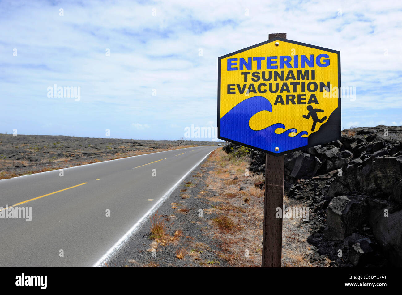 Sign Marker Warning Tsunami Danger Stock Photos & Sign ...