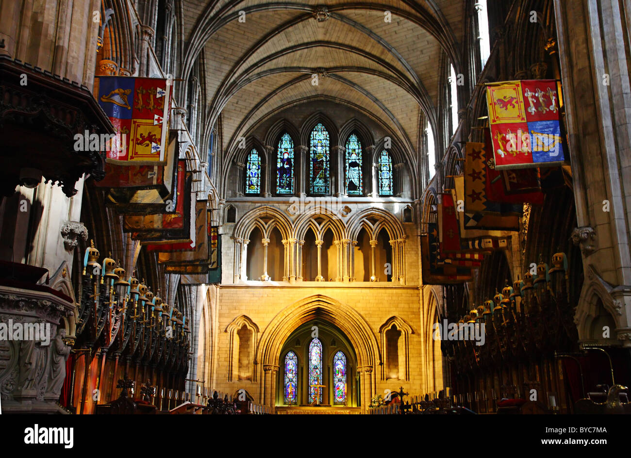 Flags, St.Patrick's Cathedral Dublin Ireland Stock Photo