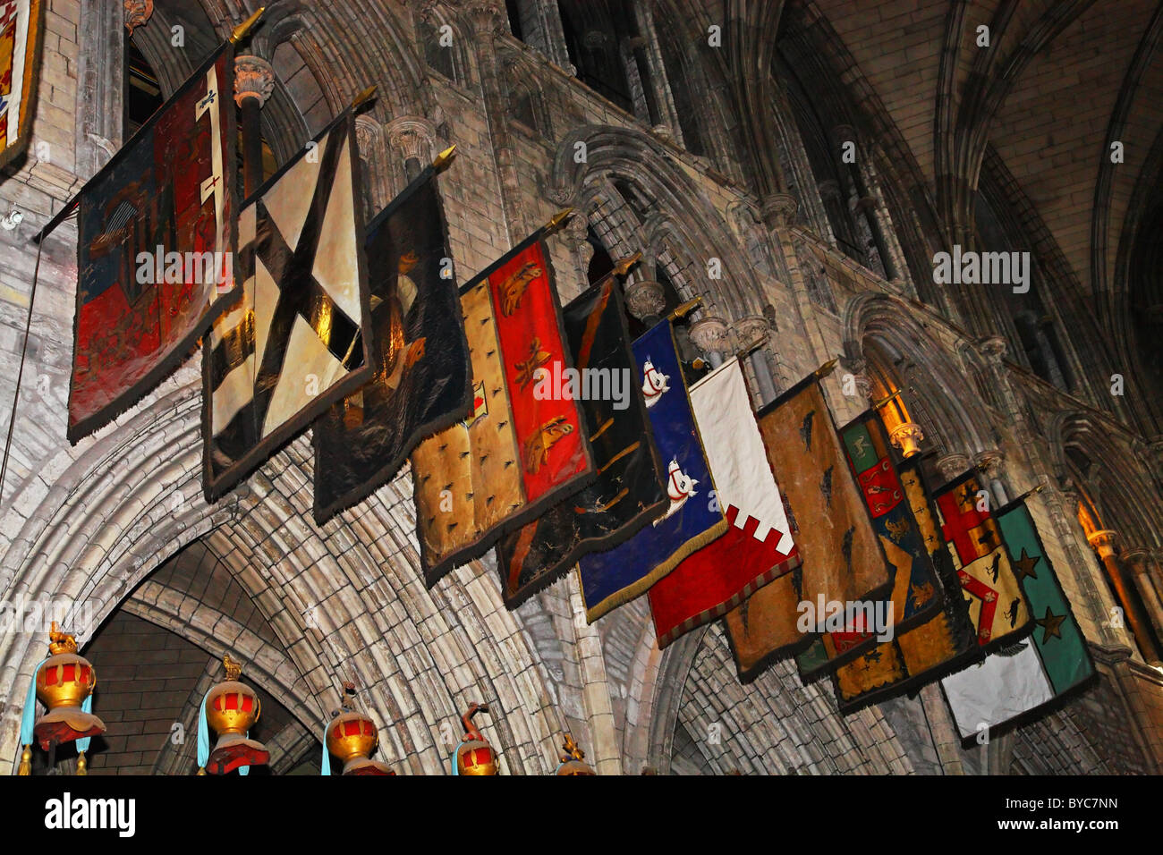 Flags, St. Patrick's Cathedral Dublin Ireland Stock Photo