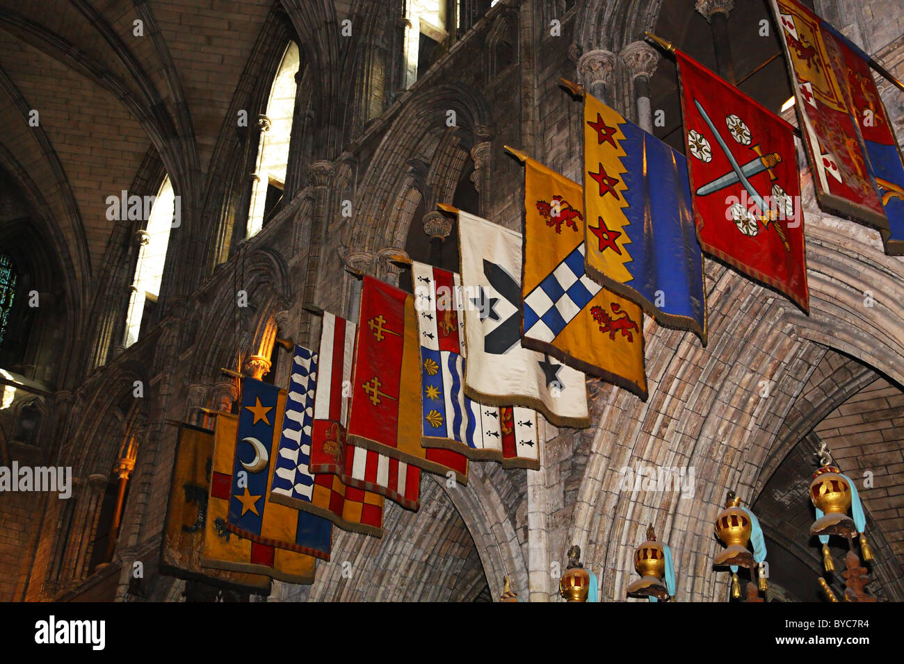 Flags, St. Patrick's Cathedral Dublin Ireland Stock Photo