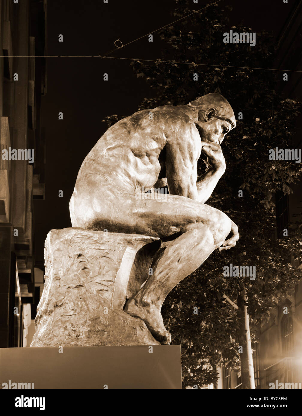 The Thinker. Original bronze sculpture by Auguste Rodin. Stock Photo