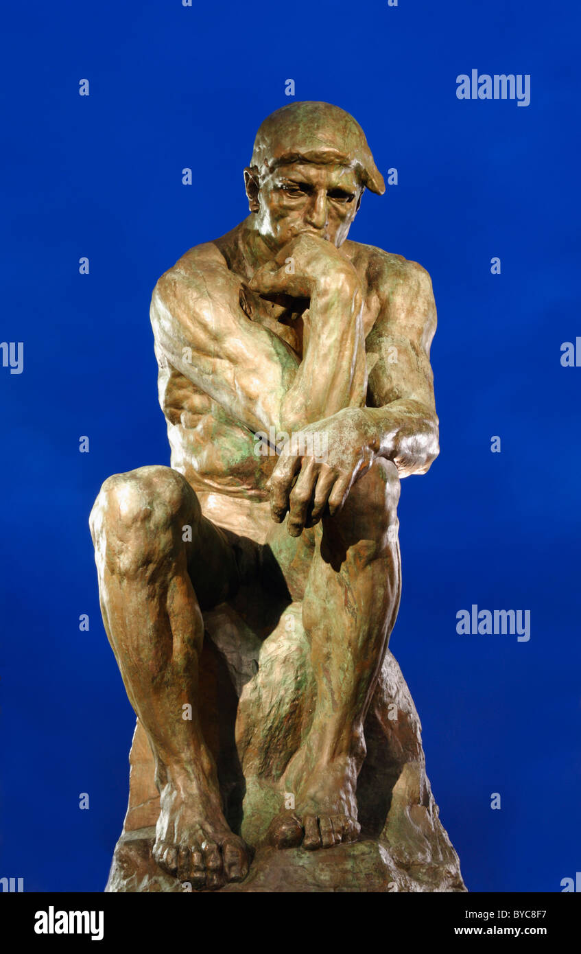 The Thinker. Original bronze sculpture by Auguste Rodin. Stock Photo