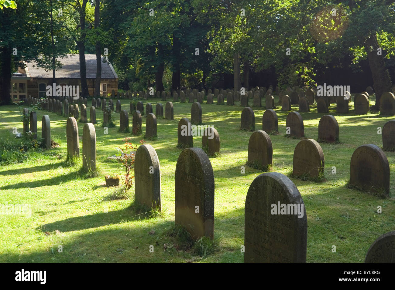 Quaker graveyard. Adel Meeting House, Leeds, Yorkshire, England. Stock Photo