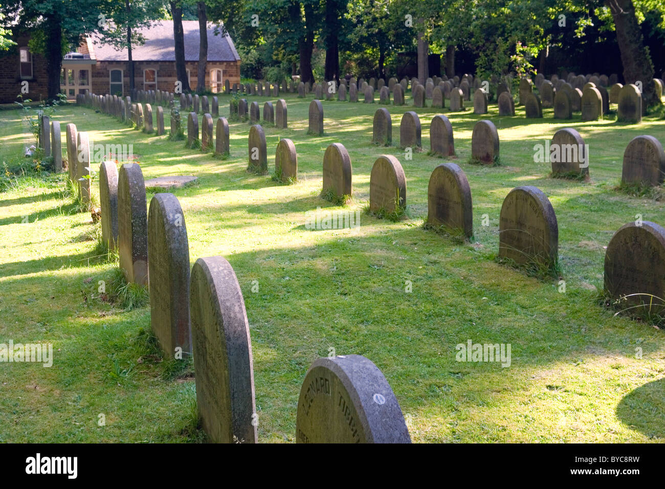 Quaker graveyard. Adel Meeting House, Leeds, Yorkshire, England. Stock Photo