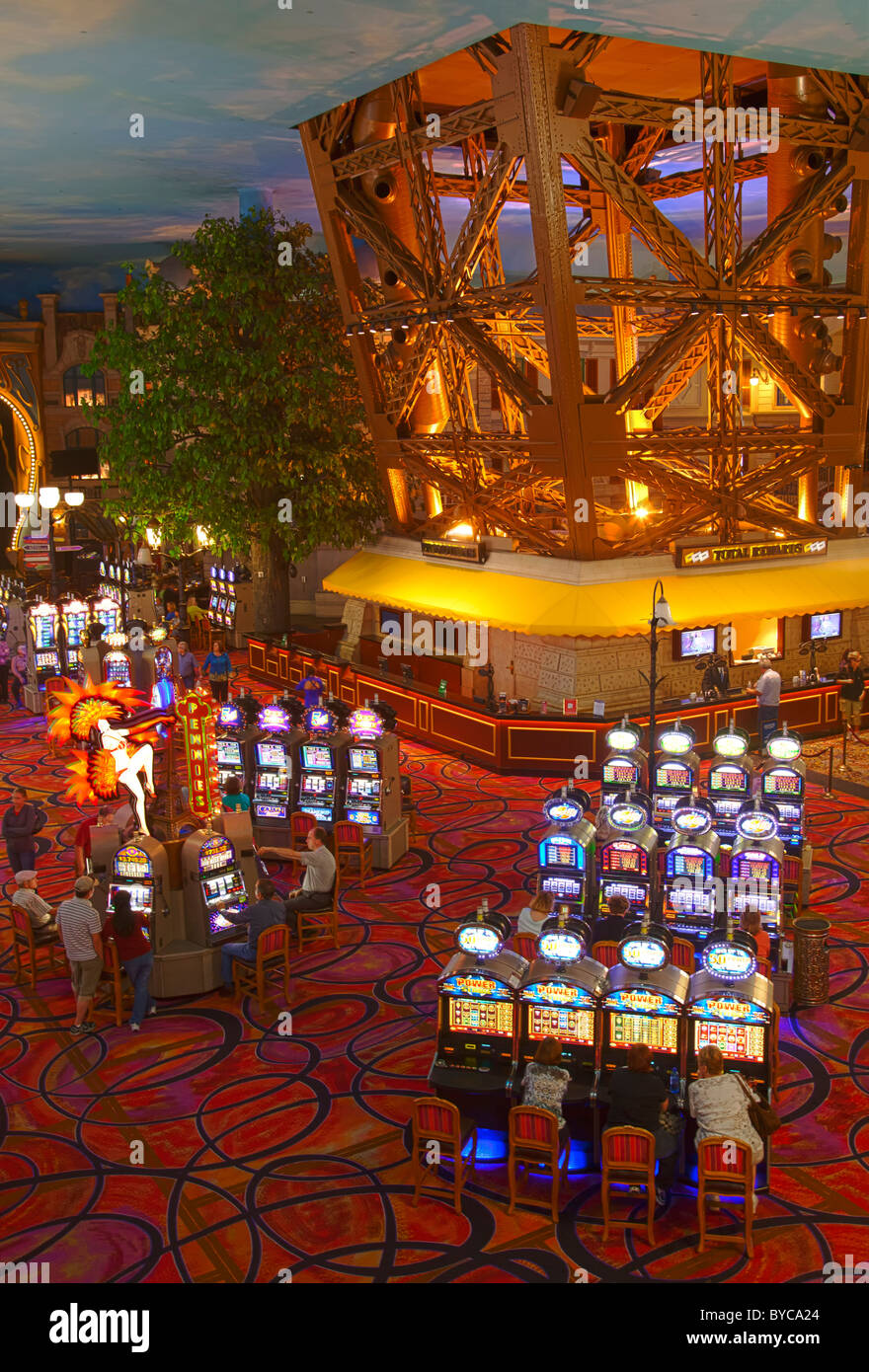 Picture/Photo: Man and woman standing on plaza inside Paris casino. Las  Vegas, Nevada, USA