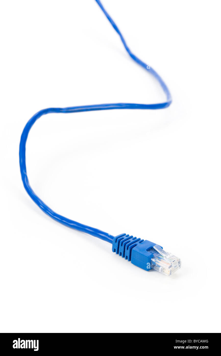 Blue Computer Cable with white background Stock Photo Alamy