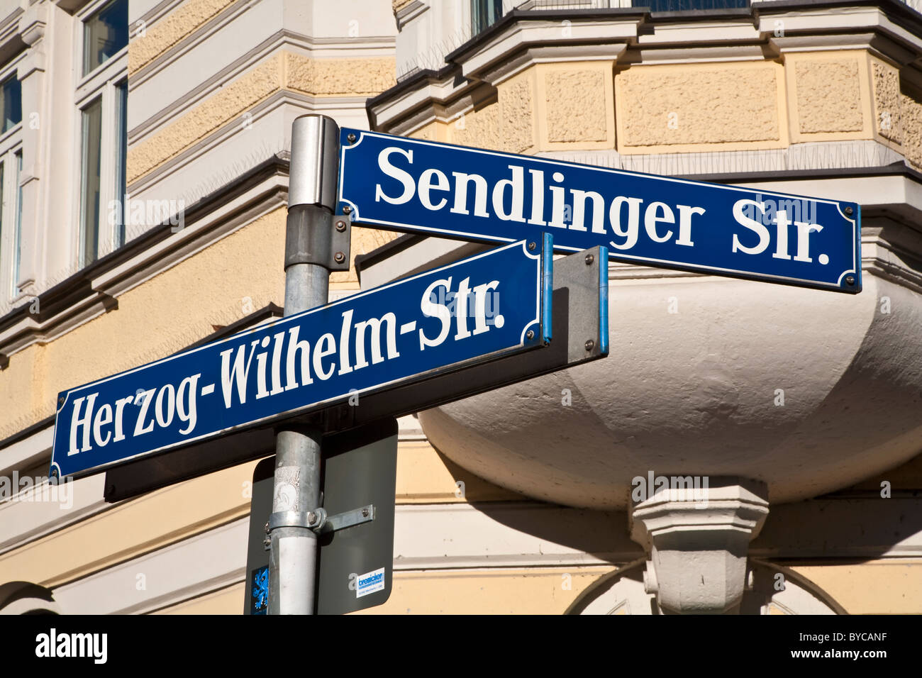 Street Signs, Munich, Germany Stock Photo