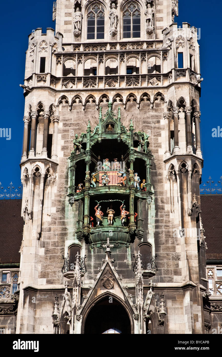 Rathaus with Glockenspiel clock, Marienplatz, Munich, Germany Stock Photo