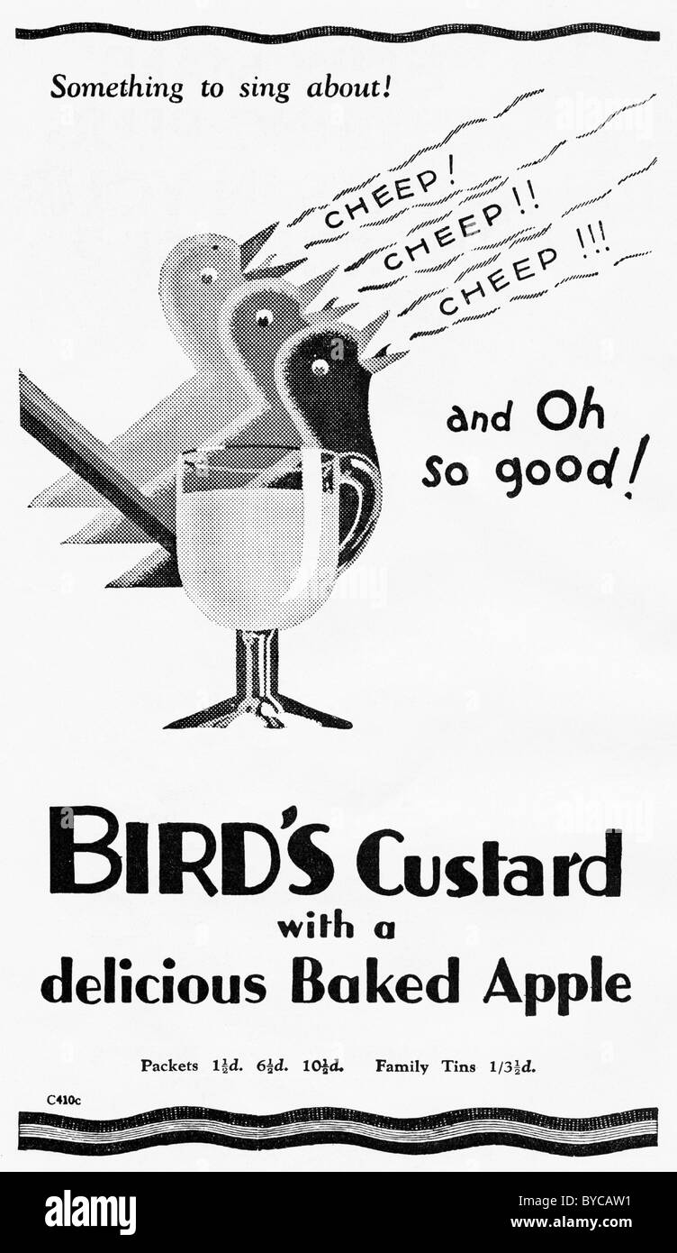 Original 1920s advertisement in magazine for BIRD'S CUSTARD Stock Photo
