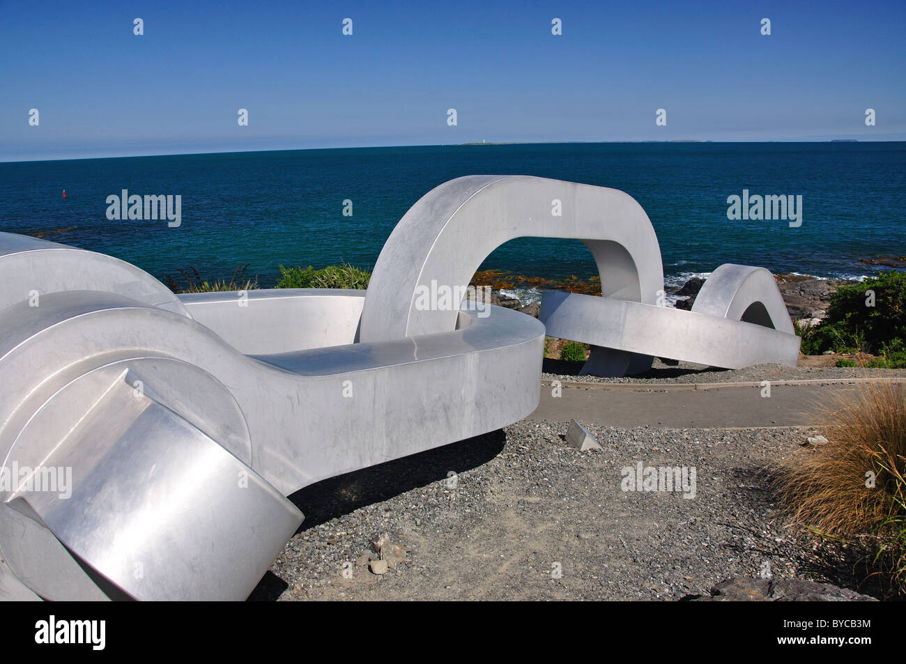 Bluff Chain Sculpture, Stirling Point, Bluff, Southland Region, South Island, New Zealand Stock Photo