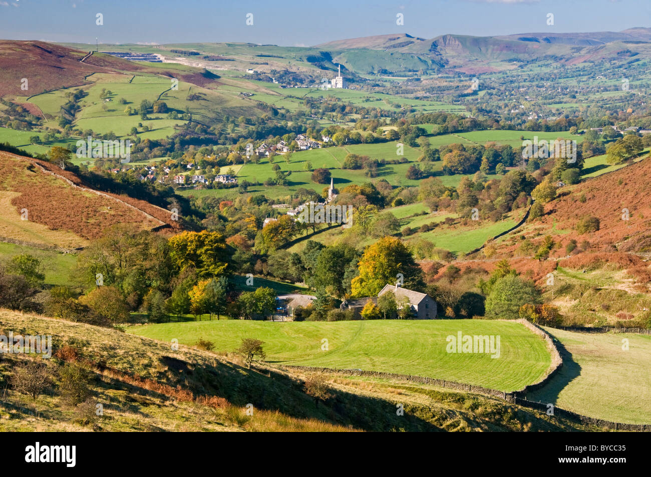 Village of Hathersage and the Hope Valley Beyond, Peak District