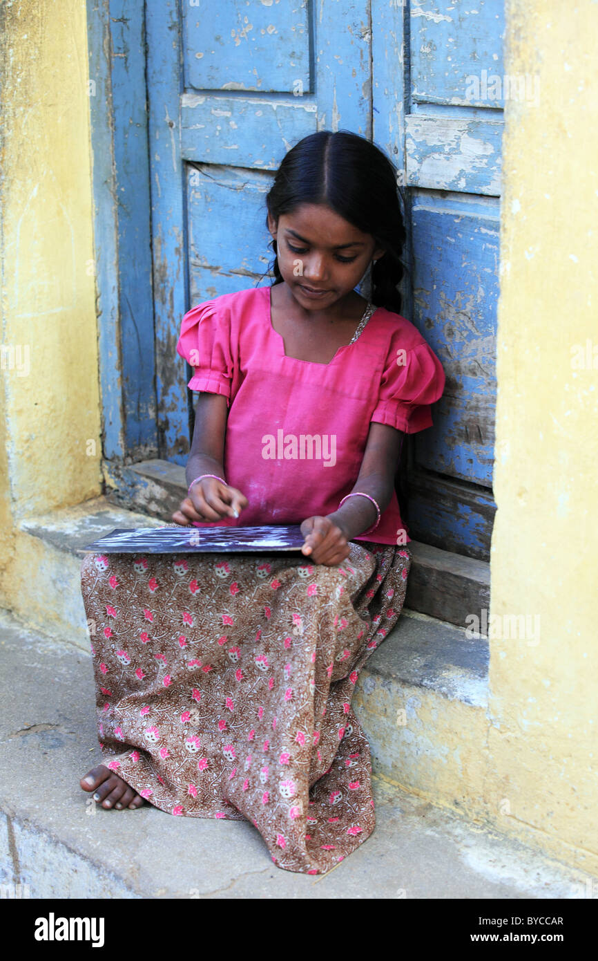 Girl at school Andhra Pradesh South India Stock Photo - Alamy