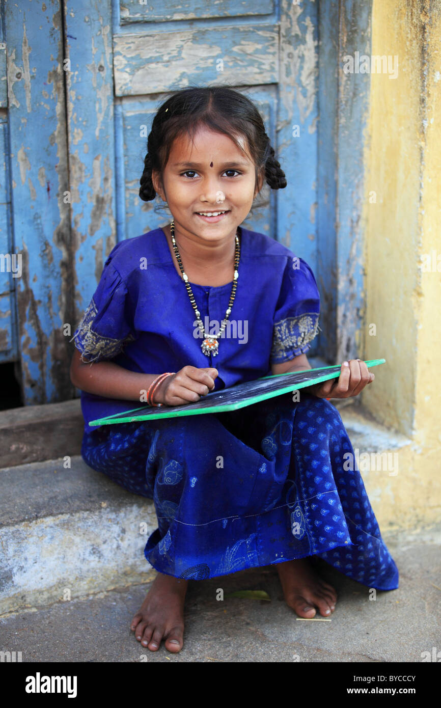 Girl at school Andhra Pradesh South India Stock Photo - Alamy